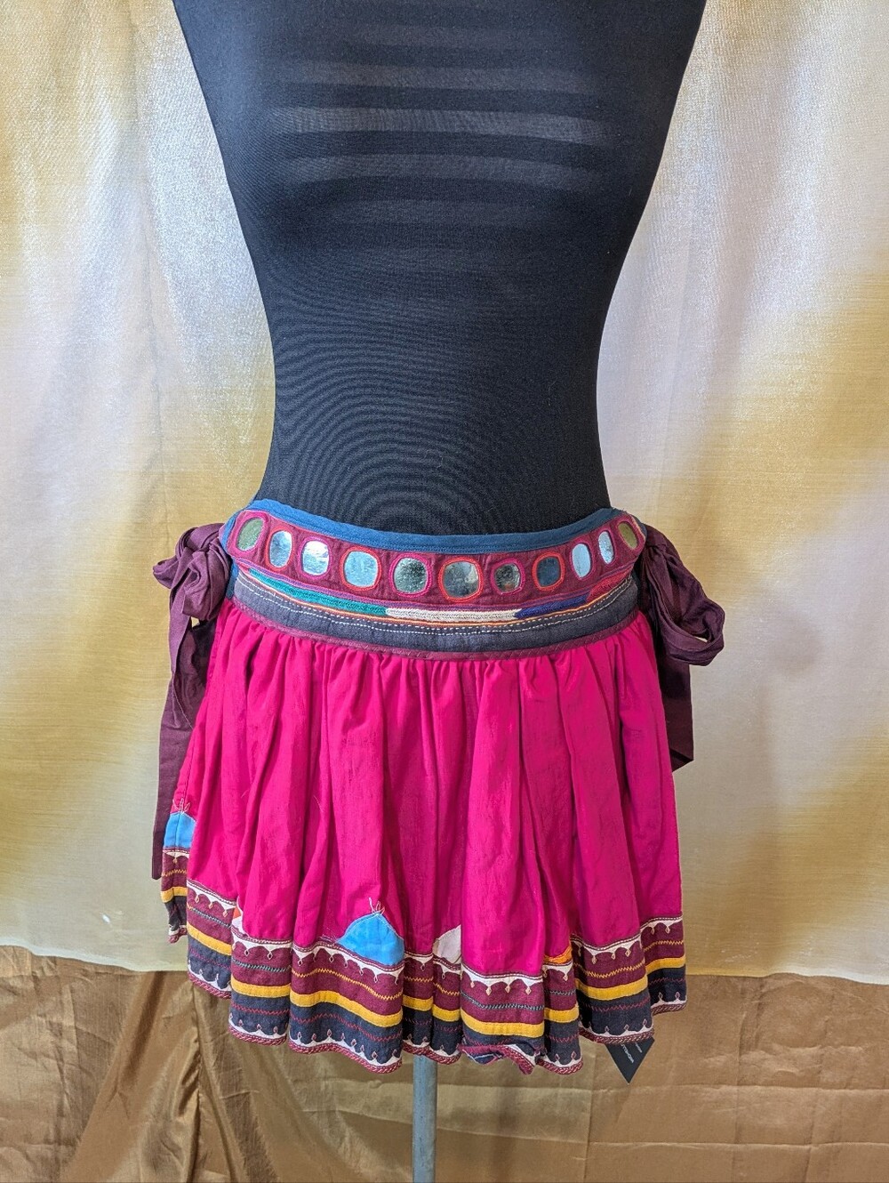 Vintage Banjara Mini Skirt with Embroidered Mirror